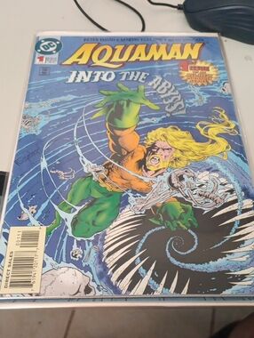 DC Aquaman Comic Cover — Blue, Green & Yellow Artwork In A Sleeve